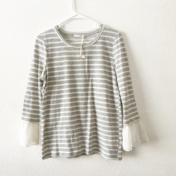 Pleione Tops - NEW Pleione Stripe Anthropologie Ruffle Sleeve blouse medium